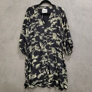 Just Female‎ Mako Pleat Midi Dress Women Size Large Floral Button Front Dress